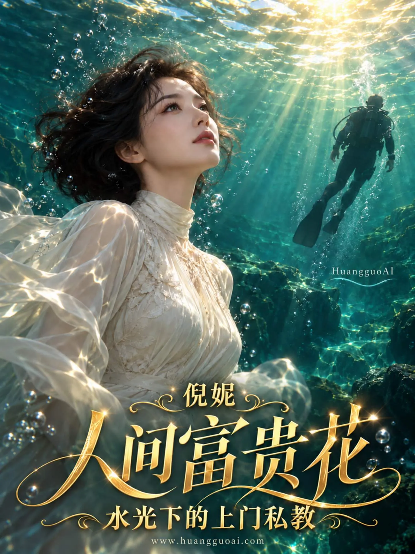 悬疑短剧海报，女主角在客厅与赤膊男主角相对