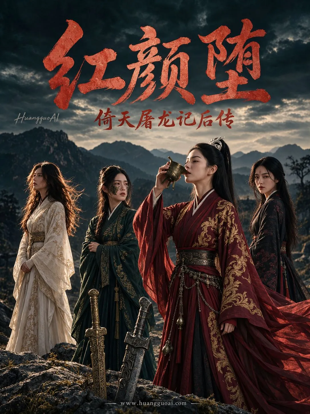 青春题材短剧海报，两女一男在暖光窗前